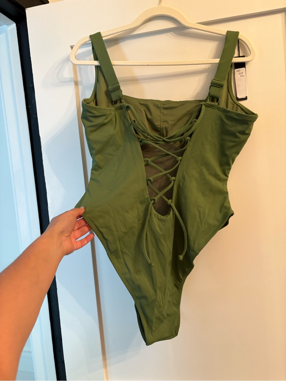 TA3 SQUAREY GREEN SIZE XL REG LONG one piece shaping swimsuit EXTRA LARGE NWT - Picture 4 of 6